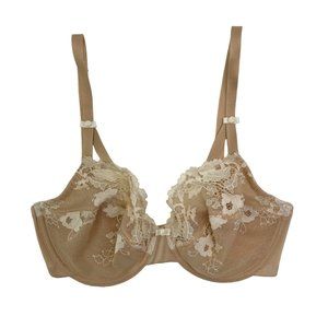 Wacoal 851112 Opulence Mesh Lace Unlined Underwire Bra Ivory 32DD